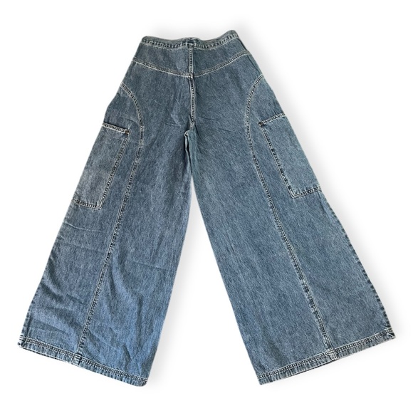 Rare vintage extra Wide-Leg Blue Denim Jeans - Picture 2 of 4